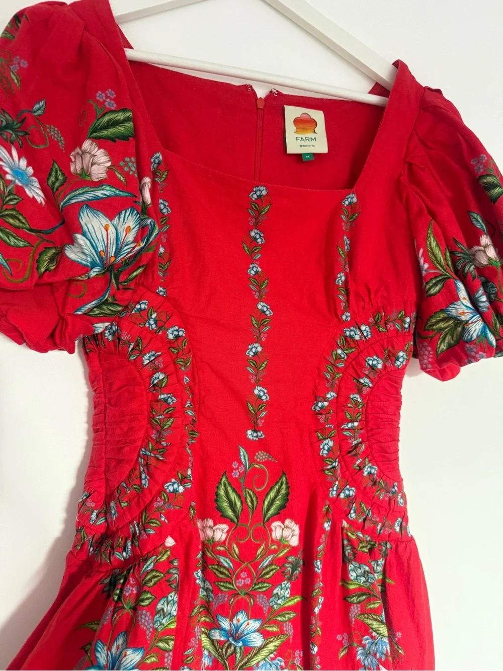 Farm Rio Red Linen Blend Dress - Picture 3 of 8